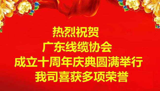 祝賀廣東線纜協(xié)會成立十周年慶典圓滿舉行，我司喜獲多項榮譽!